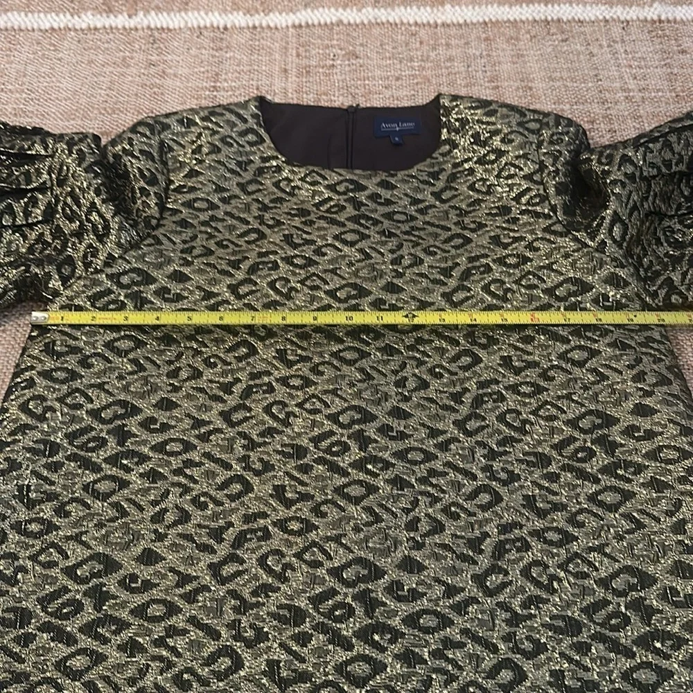 Tuckernuck Metallic Leopard Jacquard Puff-Sleeve Blouse in Gold and Black
